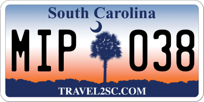 SC license plate MIP038