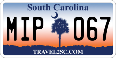 SC license plate MIP067