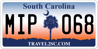 SC license plate MIP068