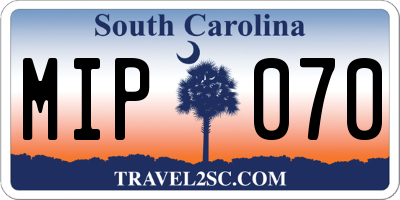 SC license plate MIP070
