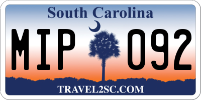 SC license plate MIP092
