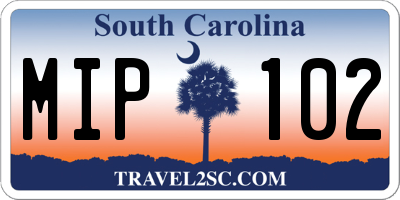 SC license plate MIP102