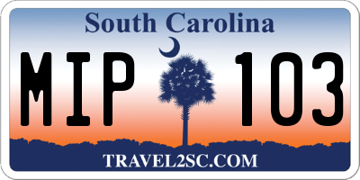 SC license plate MIP103