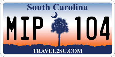 SC license plate MIP104