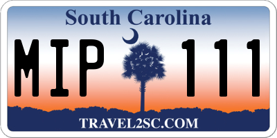 SC license plate MIP111