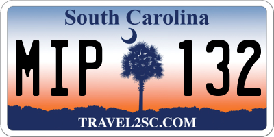SC license plate MIP132