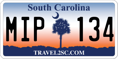 SC license plate MIP134