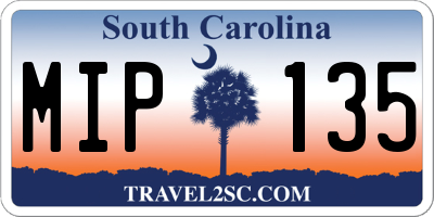 SC license plate MIP135