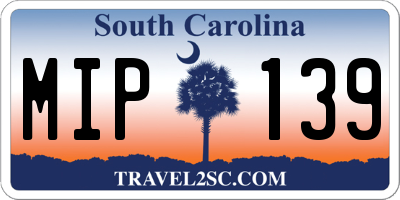 SC license plate MIP139