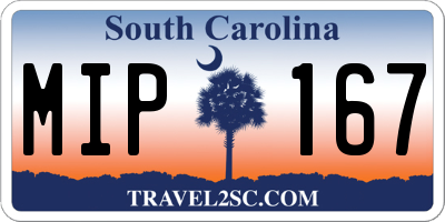 SC license plate MIP167