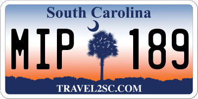 SC license plate MIP189