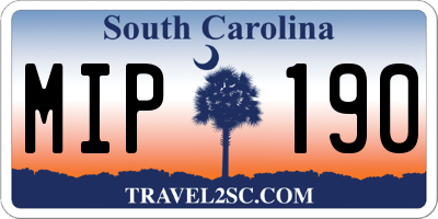 SC license plate MIP190