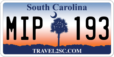 SC license plate MIP193