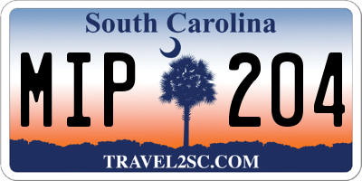 SC license plate MIP204
