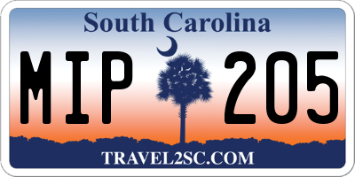 SC license plate MIP205