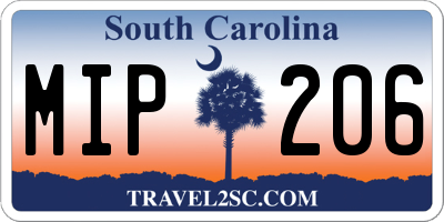 SC license plate MIP206