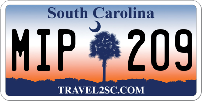 SC license plate MIP209