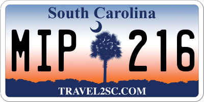 SC license plate MIP216