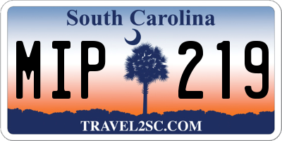 SC license plate MIP219
