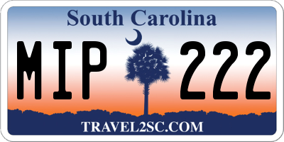 SC license plate MIP222