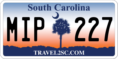 SC license plate MIP227
