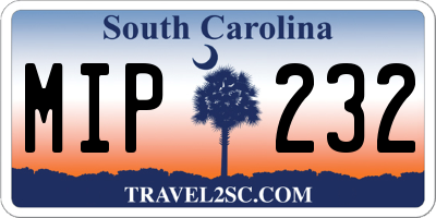 SC license plate MIP232