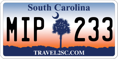 SC license plate MIP233