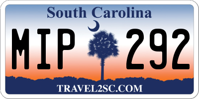 SC license plate MIP292