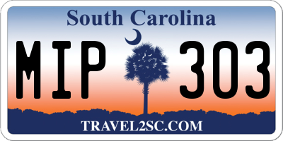 SC license plate MIP303