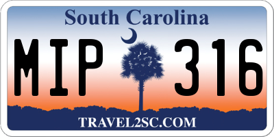 SC license plate MIP316