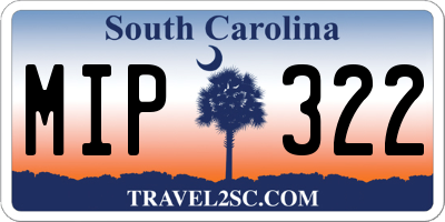 SC license plate MIP322