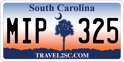 SC license plate MIP325