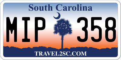 SC license plate MIP358