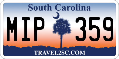 SC license plate MIP359