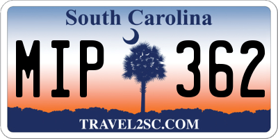 SC license plate MIP362