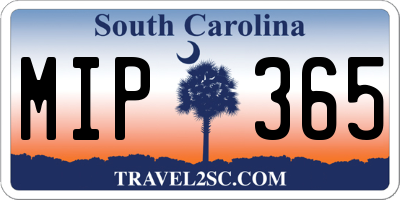 SC license plate MIP365