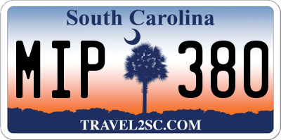 SC license plate MIP380