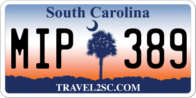 SC license plate MIP389