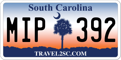 SC license plate MIP392