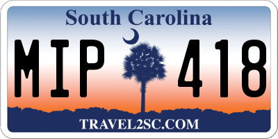 SC license plate MIP418