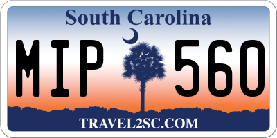 SC license plate MIP560