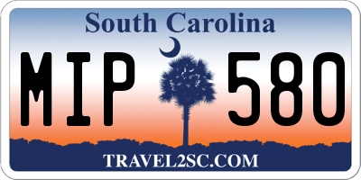 SC license plate MIP580
