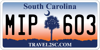 SC license plate MIP603