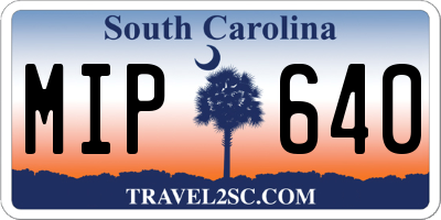 SC license plate MIP640