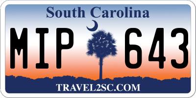 SC license plate MIP643