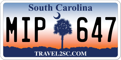 SC license plate MIP647