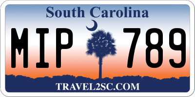 SC license plate MIP789