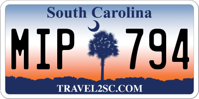 SC license plate MIP794