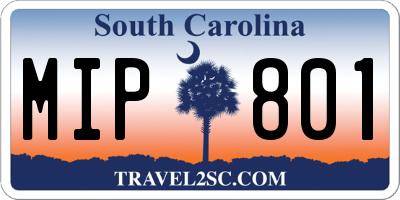 SC license plate MIP801