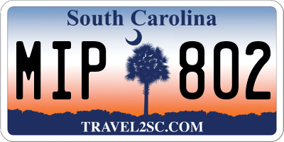 SC license plate MIP802